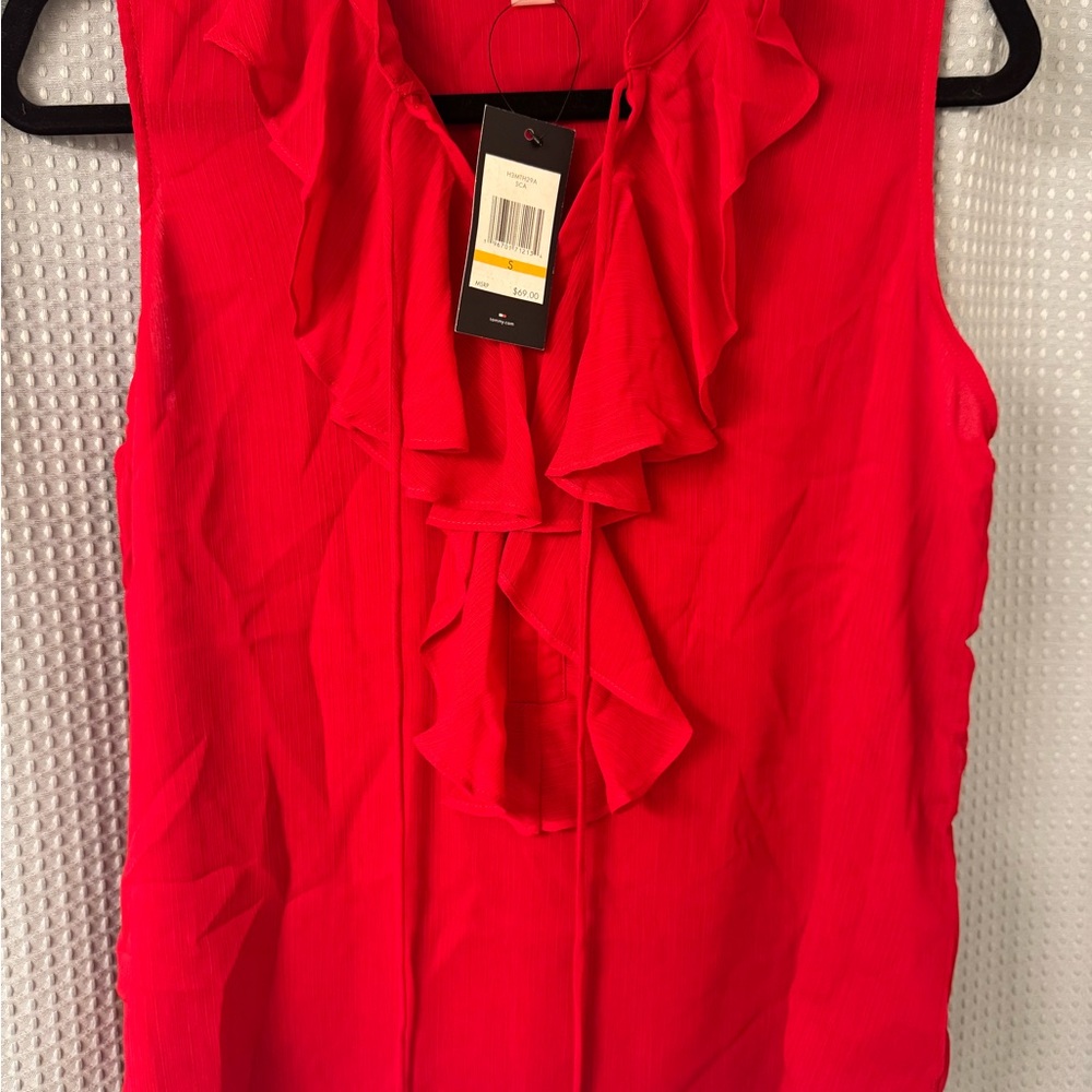 Tommy Hilfiger Red Sleeveless Ruffle Top